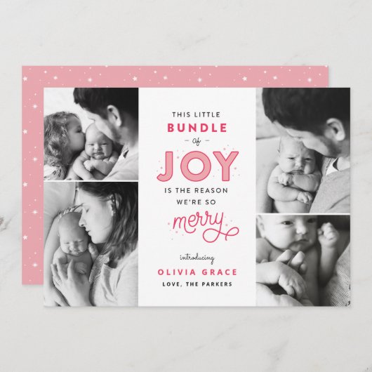 Bundle of Joy Baby geboorteaankondiging Feestdagenkaart (Voorkant / Achterkant)