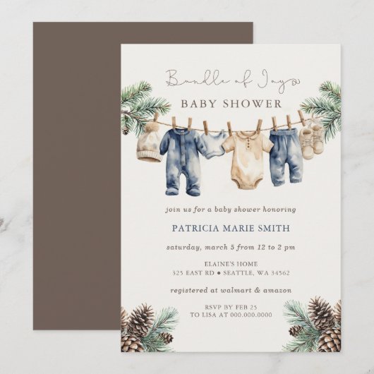 Bundle of Joy Baby Shower Winter Boy Shower Kaart (Voorkant / Achterkant)