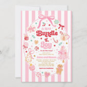 Bundle Of Joy Christmas Coquette Bow Baby Shower Kaart (Voorkant)