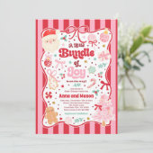 Bundle Of Joy Christmas Coquette Bow Baby Shower Kaart (Staand voorkant)