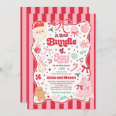 Bundle Of Joy Christmas Coquette Bow Baby Shower Kaart (Voorkant / Achterkant)