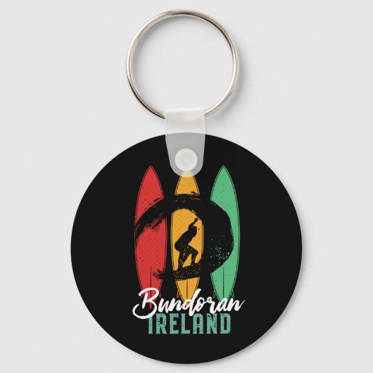 Bundoran Beach Ireland  Retro Surfing Sleutelhanger (Voorkant)