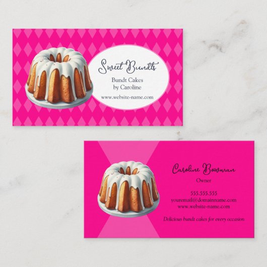 Bundt Cake Bakery in Hot Pink Visitekaartje (Voorkant / Achterkant)