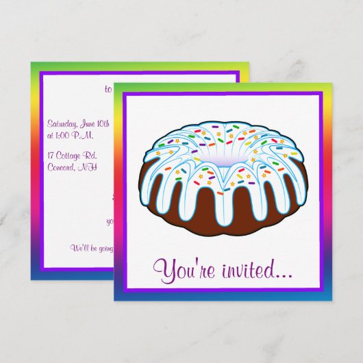 Bundt Cake Birthday Invites Kaart (Voorkant / Achterkant)