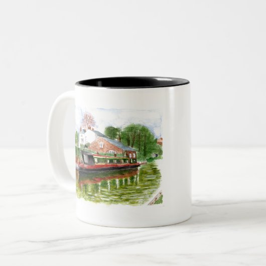 Bungalow en Narrowboot The Wharf Tweekleurige Koffiemok (Voorkant links)