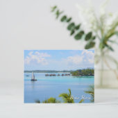 Bungalows en boot in Bora Bora Briefkaart (Staand voorkant)