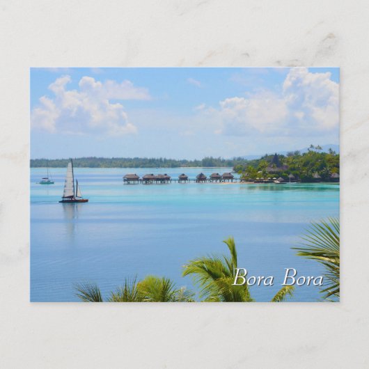 Bungalows en boot in Bora Bora Briefkaart (Voorkant)