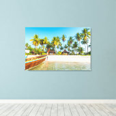 Bungalows op de strand | Ko Mook, Thailand Canvas Afdruk (Insitu (Houten vloer))
