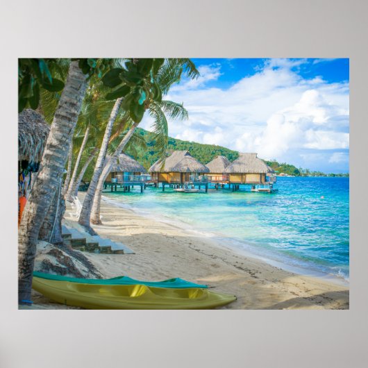 Bungalows Turquoise Ocean Bora Bora Islands Poster (Voorkant)