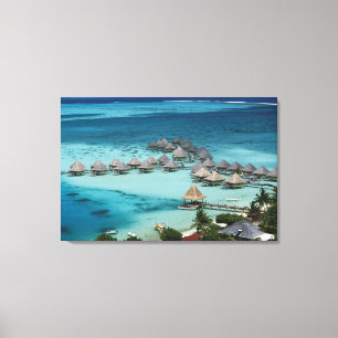Bungalows van Beachcomber Hotel Canvas Afdruk