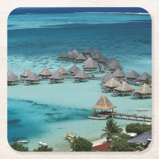 Bungalows van Beachcomber Hotel Kartonnen Onderzetters (Voorkant)