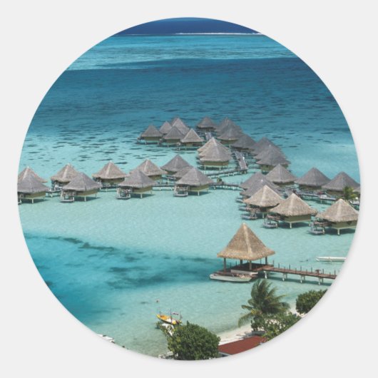 Bungalows van Beachcomber Hotel Ronde Sticker (Voorkant)