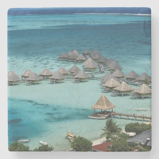 Bungalows van Beachcomber Hotel Stenen Onderzetter (Voorkant)