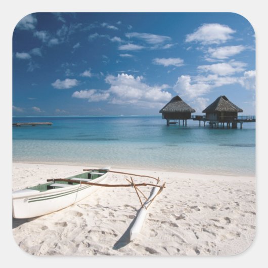 Bungalows van het strand Motu Toopua Vierkante Sticker (Voorkant)