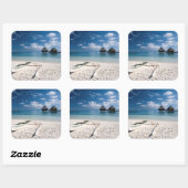 Bungalows van het strand Motu Toopua Vierkante Sticker (Vel)