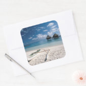 Bungalows van het strand Motu Toopua Vierkante Sticker (Envelop)