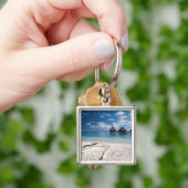 Bungalows vanaf strand Motu Toopua Sleutelhanger (Hand)
