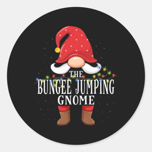 Bungee Jumg Gnome Familie Pyjama Ronde Sticker (Voorkant)