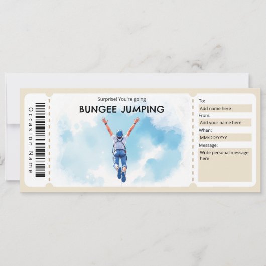 Bungee Jumping Ticket Gift Certificate Kaart (Voorkant)