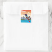 Bungee springen naar de vrijheid vierkante sticker (Tas)