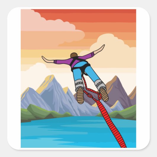Bungee springen naar de vrijheid vierkante sticker (Voorkant)