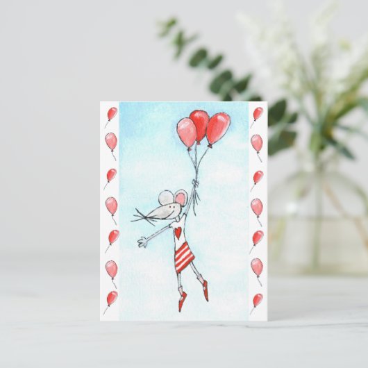 bungelende muis briefkaart (Staand voorkant)