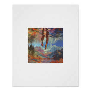 Bungelende Voeten Boven een Surrealistische Spiege Perfect Poster