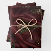 Bungundy Silk-Look Diamond Encrusted Inpakpapier Vel (In situ)