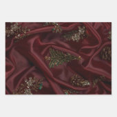 Bungundy Silk-Look Diamond Encrusted Inpakpapier Vel (Voorkant)