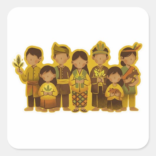 Bunian/Sebabah mensen Vierkante Sticker (Voorkant)