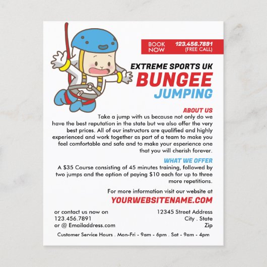 Bunjee Cartoon - Bungee Jumping Course Adverteren Flyer (Voorkant)
