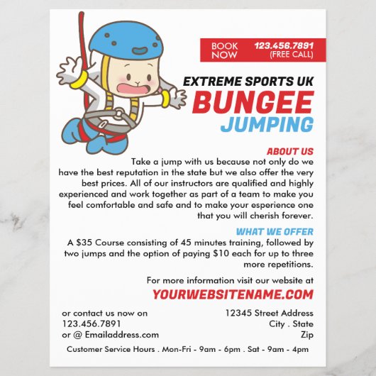 Bunjee Cartoon - Bungee Jumping Course Adverteren Flyer (Voorkant)