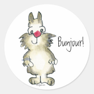 Bunjour. Cartoon Rabbit Sticker