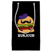 Bunjour Funny French Burger Bun Pun Dark BG Klein Cadeauzakje (Voorkant)