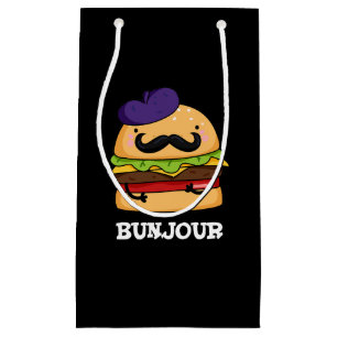 Bunjour Funny French Burger Bun Pun Dark BG Klein Cadeauzakje