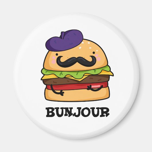 Bunjour Funny French Burger Bun PUn Magneet (Voorkant)