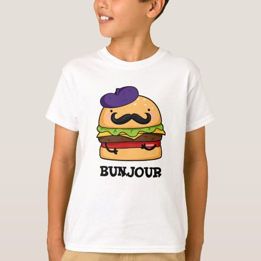 Bunjour Grappig Frans Burger Bun Pun T-shirt (Voorkant)