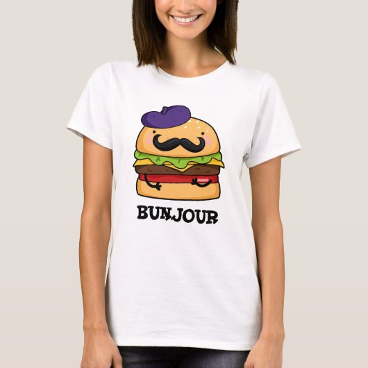 Bunjour Grappig Frans Burger Bun Pun T-shirt (Voorkant)