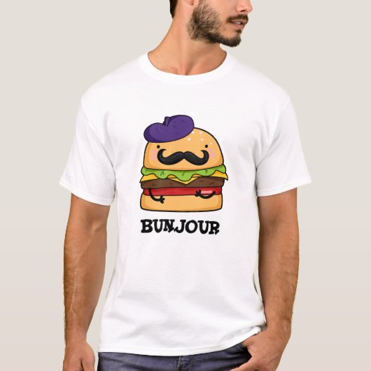 Bunjour Grappig Frans Burger Bun Pun T-shirt (Voorkant)