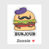 Bunjour Grappige Franse Burger Brood Pun  Sticker (Vel)