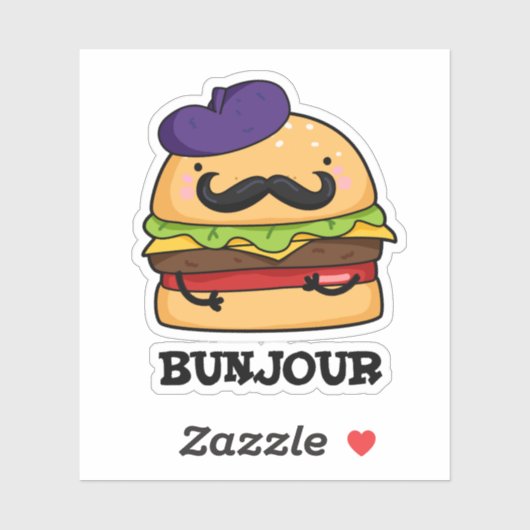 Bunjour Grappige Franse Burger Brood Pun  Sticker (Vel)