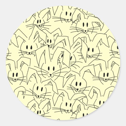 Bunken van Bunnies op geel - naadloos patroon. Ronde Sticker (Voorkant)