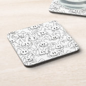 Bunken van Bunnies op wit - naadloos patroon. Bier Onderzetter (Linkerzijde)