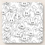 Bunken van Bunnies op wit - naadloos patroon. Bier Onderzetter (Voorkant)
