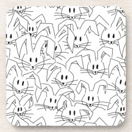 Bunken van Bunnies op wit - naadloos patroon. Bier Onderzetter