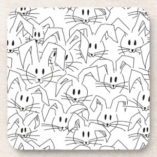 Bunken van Bunnies op wit - naadloos patroon. Bier Onderzetter