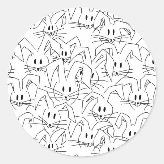 Bunken van Bunnies op wit - naadloos patroon. Ronde Sticker (Voorkant)