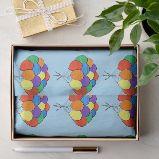 Bunken van regenbooggekleurd ballonpapier tissuepapier (Geschenk)