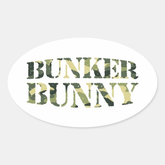 BUNKER BUNNY CAMO/CAMOUFLAGE OVALE STICKER (Voorkant)