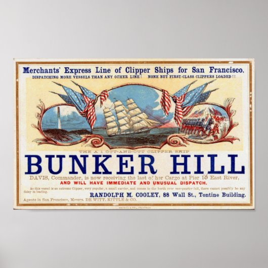 Bunker Hill Clipper Ships for San Francisco Poster (Voorkant)